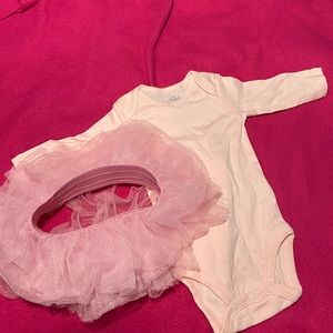 Pink baby girl onesie with matching tutu